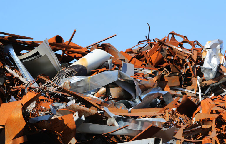 A mixed ferrous and nonferrous scrap pile