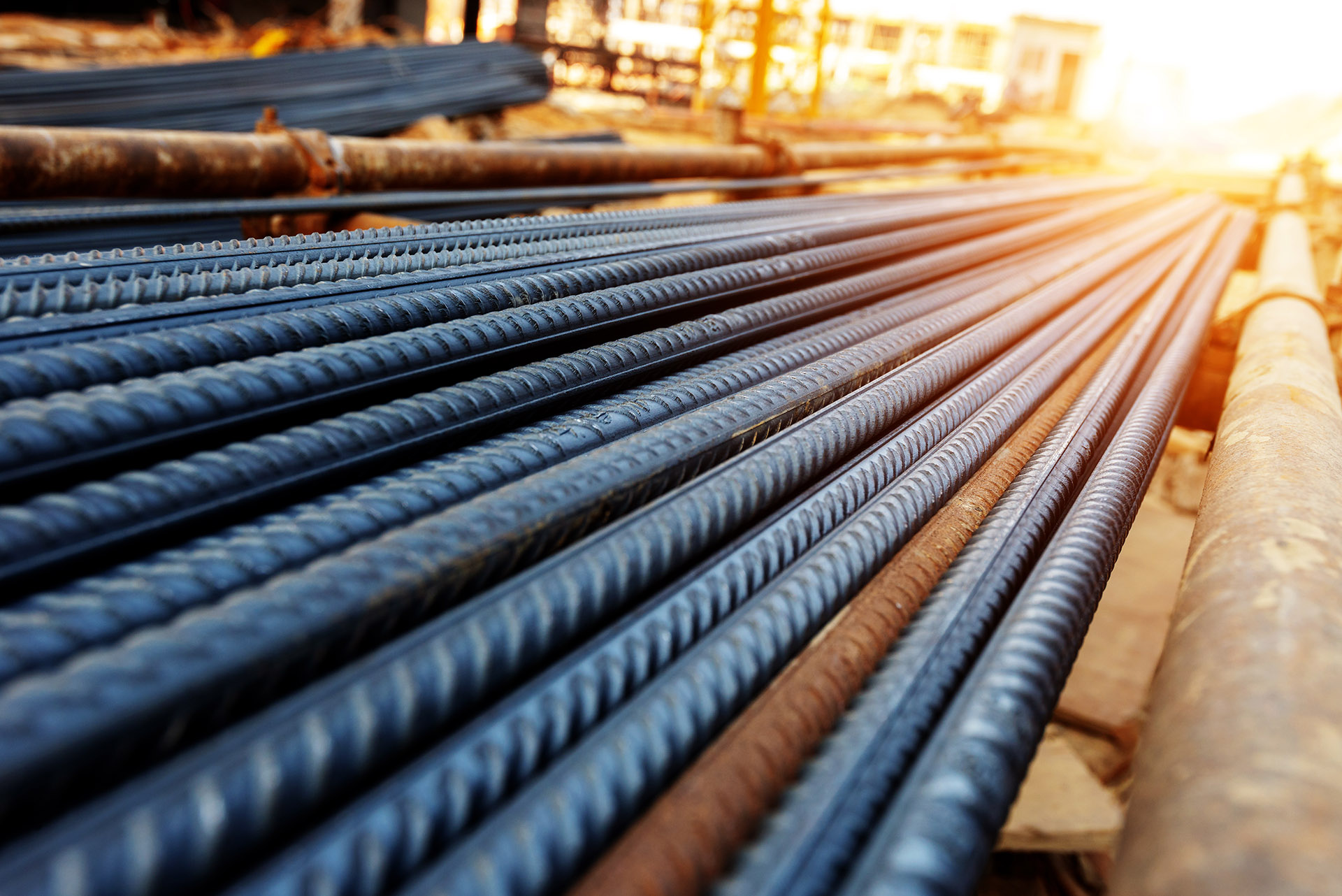 Steel rebar at construction site